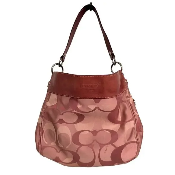 Y2K PINK Coach Signature C Logo Hobo Shoulder Bag VTG Zoe Optic EUC 2000s F14710 - Picture 2 of 11